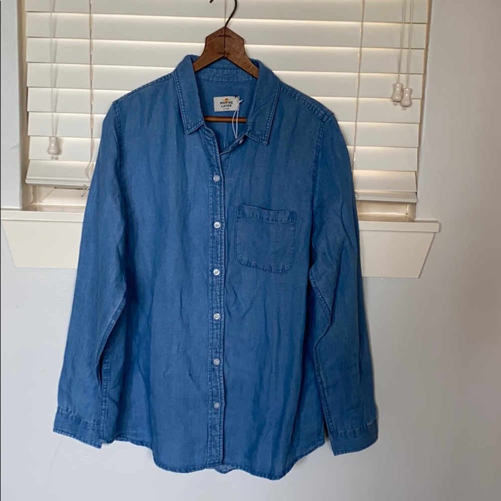 Button Down Oxford in Chambray